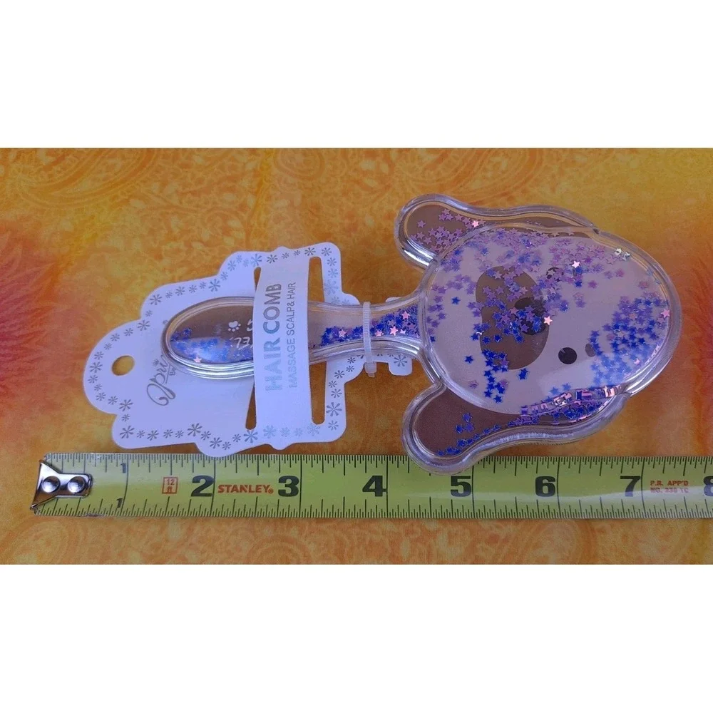 Glitter Dog Shaped Hair Brush Brown‎ Dog With Purple Glitter Massage Scalp
